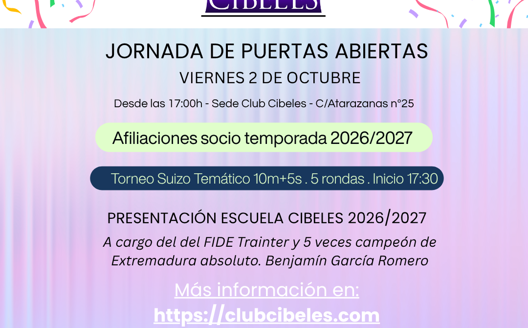 Jornada de puertas abiertas – Viernes 2 de octubre de 2026 – Desde las 17:00h